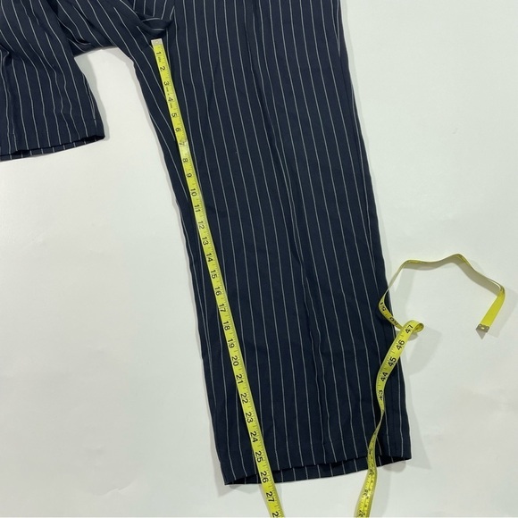 Eileen Fisher Wide Leg Crop Dress Pants Blue Pinstripe - Picture 9 of 9